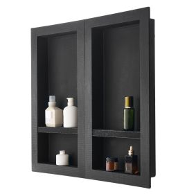 VEVOR Shower Niche, 16 x 32 inch + 16 x 32 inch Recessed Wall Niche with Movable Shelf, 4 inch Thick Modern Soap&Shampoo Storage Organizer