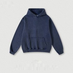 Men's Fashion Retro Velvet Padded Hooded Sweatshirt (Option: Royal Blue-L-Tops)