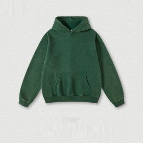 Men's Fashion Retro Velvet Padded Hooded Sweatshirt (Option: Dark Green-L-Tops)