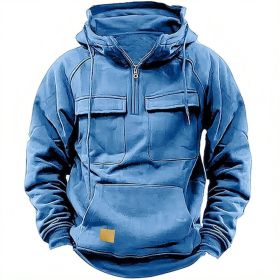 Men's Solid Color Casual Sweatshirt (Option: Blue-3XL)