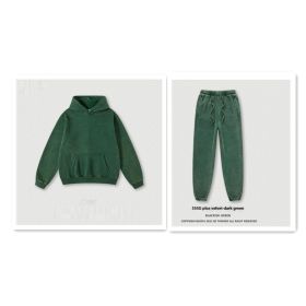 Men's Fashion Retro Velvet Padded Hooded Sweatshirt (Option: Dark Green-M-Suit)