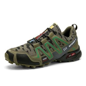 Men Hiking Shoes Climbing Male Sports Shoes Work Safety Toe Tactical Non-Slip Durable Trekking Sneakers Mens Footwear (Option: GREEN CAMOUFLAGE-41)