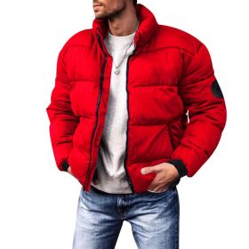 Coat Stand-up Collar Downcotton-padded Jacket Thickened Men's Cotton Jacket (Option: Wine Red-S)