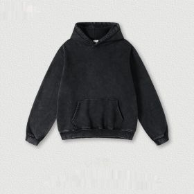 Men's Fashion Retro Velvet Padded Hooded Sweatshirt (Option: Vulcanized Black-S-Tops)