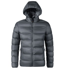 Mens Lightweight Packable Puffer Jacket Hooded Insulated Thermal Winter Jackets (Color: Gray, size: XXXL)