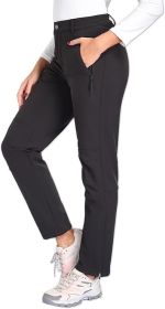 Womens Snow Ski Pants Waterproof Fleece Lined Insulated Softshell Warm Pants for Winter Hiking Outdoor 29 inches (Color: 2XL)