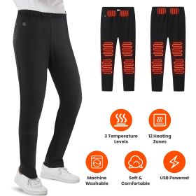 Winter Heated Pants for Men Women with 12 Heating Zones 5V USB Powered Heating Trouser with 3 Heating Levels Machine Washable for Outdoor Winter (size: XL)
