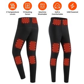 Winter Heated Pants for Men Women with 12 Heating Zones 5V USB Powered Heating Trouser with 3 Heating Levels Machine Washable for Outdoor Winter (size: L)