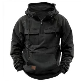 Men's Zip-up Hoodies Sweatshirt With Drawstring And Pocket Design Fashion Casual Sports Sweatshirt (Option: Black-4xl)